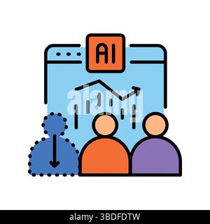Customer churn color line icon for digital and print projects.  Minimal clean icons for apps and websites. Modern simple icons for UI UX and branding Stock Vector