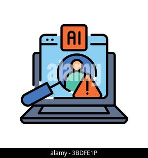 Fraud detection color line icon for digital and print projects.  Minimal clean icons for apps and websites. Modern simple icons for UI UX and branding Stock Vector