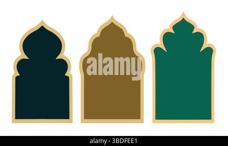 Colorful Islamic Windows and Arches – Modern Vector Illustration for Ramadan Kareem Stock Vector