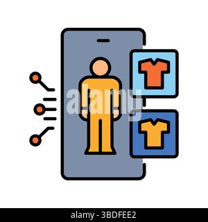 Virtual try on color line icon for digital and print projects.  Minimal clean icons for apps and websites. Modern simple icons for UI UX and branding Stock Vector