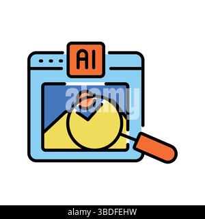 Visual search color flat icon for digital and print projects.  Minimal clean icons for apps and websites. Modern simple icons for UI UX and branding Stock Vector