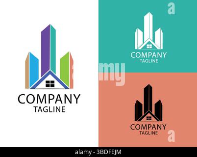 Real Estate Logo Design – Modern Vector Illustration for Property Branding Stock Vector
