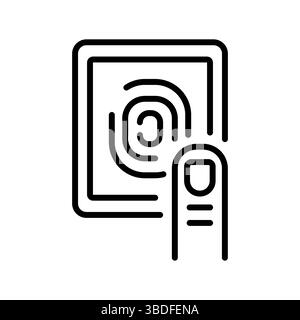 biometric sensor black line icon for digital and print projects.  Minimal clean icons for apps and websites. Modern simple icons for UI UX and brandin Stock Vector