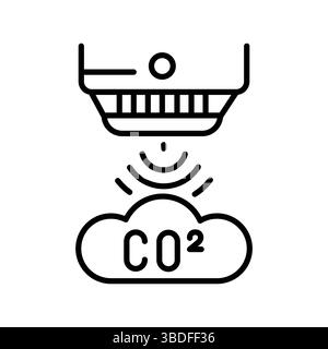 gas sensor black line icon for digital and print projects.  Minimal clean icons for apps and websites. Modern simple icons for UI UX and branding Stock Vector