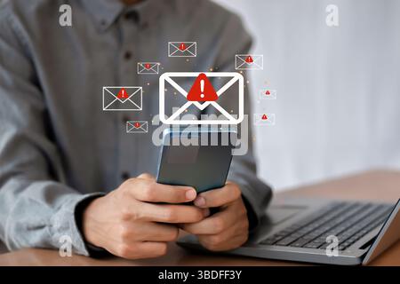 Email Security Warning Notification Concept. new email notification Stock Photo