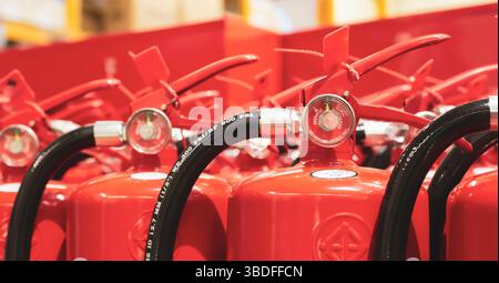 fire extinguishers available in fire emergencies. Stock Photo