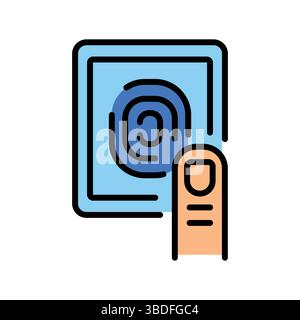biometric sensor color line icon for digital and print projects.  Minimal clean icons for apps and websites. Modern simple icons for UI UX and brandin Stock Vector