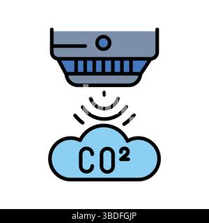 gas sensor color line icon for digital and print projects.  Minimal clean icons for apps and websites. Modern simple icons for UI UX and branding Stock Vector