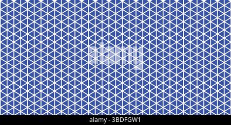 Seamless Blue Geometric Triangle Grid Pattern, Abstract Modern Minimalist Blue and White Background, Clean Digital Wallpaper with Interlocking. Stock Vector