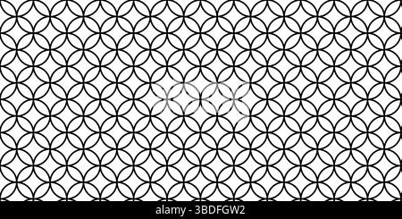 Seamless Black and White Interlocking Circles Pattern, Abstract Modern Geometric Ring Repeat Background, Minimalist. Stock Vector