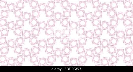 Seamless Pink Abstract Floral Pattern on White Background, Delicate Modern Eyelet or Lace Repeat Design. Stock Vector