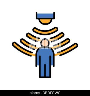 motion sensor color line icon for digital and print projects.  Minimal clean icons for apps and websites. Modern simple icons for UI UX and branding Stock Vector