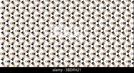 Seamless Geometric Pattern with Interlocking  Arrow Shapes, Modern Abstract Repeat Background in Brown, Black, and White. Stock Vector