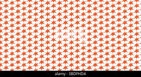 Seamless Orange Star Pattern on White Background, Bright and Cheerful Repeat Star Motif for Design, Simple Geometric Star Texture for Festive. Stock Vector