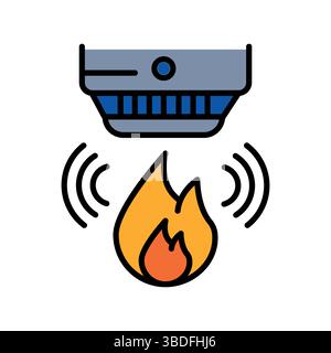 smoke detector color line icon for digital and print projects.  Minimal clean icons for apps and websites. Modern simple icons for UI UX and branding Stock Vector