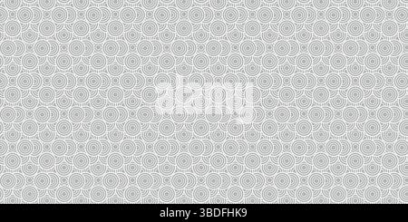 Seamless Gray Concentric Circles Pattern on White, Abstract Modern Scales or Ripple Repeat Background, Minimalist Geometric Design. Stock Vector