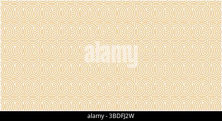 Seamless Orange Geometric Wave or Noodle Pattern, Abstract Modern Circular Line Repeat Background, Subtle Orange Optical Woven Texture Design. Stock Vector