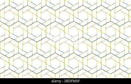 Geometric Hexagon Pattern: Abstract Intersecting Lines, Modern Geometric Wallpaper: Colorful Hex Grid Design, Abstract Geometric Art. Stock Vector
