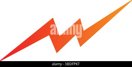 Orange to Red Gradient Lightning Bolt Icon, Dynamic Electric Power Thunder Bolt Symbol, Isolated Energy and Speed Lightning Graphic. Stock Vector