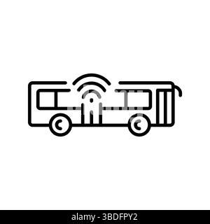 development autonomous public transportation line icon. Vector isolated element. Editable stroke. Stock Vector