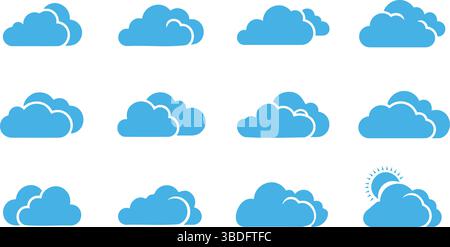 Minimal Cloud Icon Set Weather Themed Cloud Illustrations and vector Stock Vector