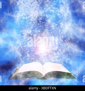 magic book open with lights effect Stock Photo