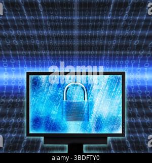 computer screen with a lock, concept for computer security and safety Stock Photo