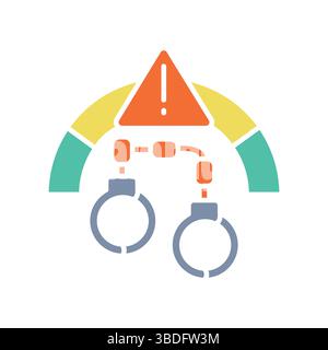 analysis high crime areas color flat icon for digital and print projects.  Minimal clean icons for apps and websites. Modern simple icons for UI UX an Stock Vector