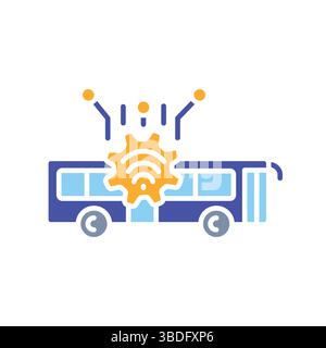 Public transportation analysis color flat icon. Vector isolated element. Editable stroke. Stock Vector