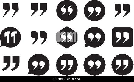 Speech and Thought A Vector Set of Quotation Mark Icons Collection Stylish Vector Marks for Modern Designs Stock Vector