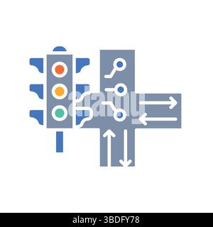 Traffic light optimization color flat icon for digital and print projects.  Minimal clean icons for apps and websites. Modern simple icons for UI UX a Stock Vector