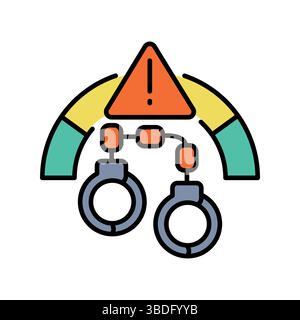 analysis high crime areas color line icon for digital and print projects.  Minimal clean icons for apps and websites. Modern simple icons for UI UX an Stock Vector