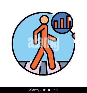 analysis pedestrian traffic color line icon. Vector isolated element. Editable stroke. Stock Vector