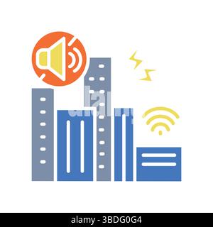 Urban noise recognition color flat icon. Vector isolated element. Editable stroke. Stock Vector