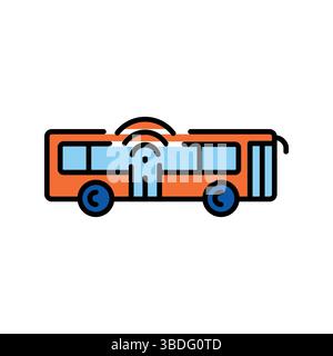 development autonomous public transportation color line icon. Vector isolated element. Editable stroke. Stock Vector