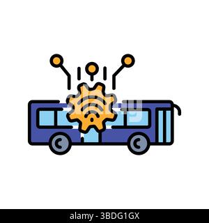 Public transportation analysis color line icon. Vector isolated element. Editable stroke. Stock Vector