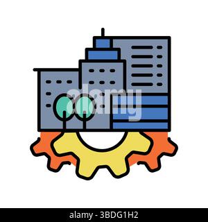 optimization urban spatial planning color line icon. Vector isolated element. Editable stroke. Stock Vector