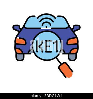 Recognition vehicle license plates color line icon. Vector isolated element. Editable stroke. Stock Vector