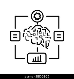 Algorithm optimization black line icon for digital and print projects.  Minimal clean icons for apps and websites. Modern simple icons for UI UX and b Stock Vector