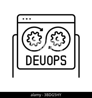DevOps automation black line icon for digital and print projects.  Minimal clean icons for apps and websites. Modern simple icons for UI UX and brandi Stock Vector