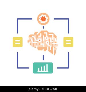 Algorithm optimization color flat icon for digital and print projects.  Minimal clean icons for apps and websites. Modern simple icons for UI UX and b Stock Vector