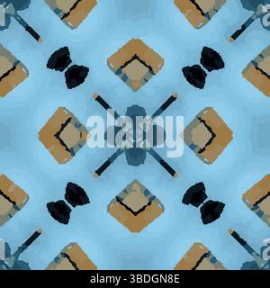Blue Floral Geometric Vector Pattern Stock Vector