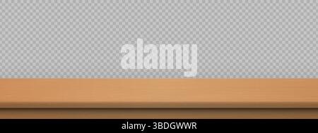 Wood table. Realistic wooden surface with soft shadow on transparent background. Kitchen element mockup for product display or interior design. Vector Stock Vector
