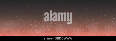 Fire sparks and glowing embers rising on transparent background with light smoke. Bright heat effect or flying particles. Burning ash template. Vector Stock Vector
