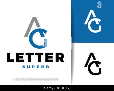 Initial Letter AG Icon Illustration Design Stock Vector