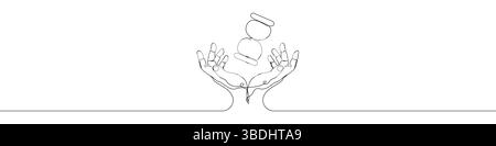 One line Time hand icon vector background. hourglass with hands icon. Continuous outline of a Hands of hourglass icon. Stock Vector