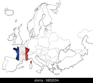 Map of France with flag colors. 3d render illustration Stock Photo - Alamy