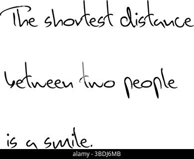 A smile conveys warmth and sympathy and is a sign of appreciation. Meaningful words in a special font, vector, vector graphic, eps. Version 1 Stock Vector