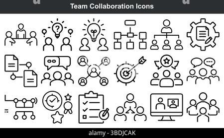 Team collaboration icons set business teamwork graphics Stock Vector
