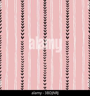 Pink Floral Textured Stripes Pastel Color Seamless Pattern Simple Rustic Stripe Background Vector Coquette Wallpaper Stock Vector